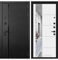 Входная металлическая дверь Лабиринт Piano Black 19 с Зеркалом Белый Софт